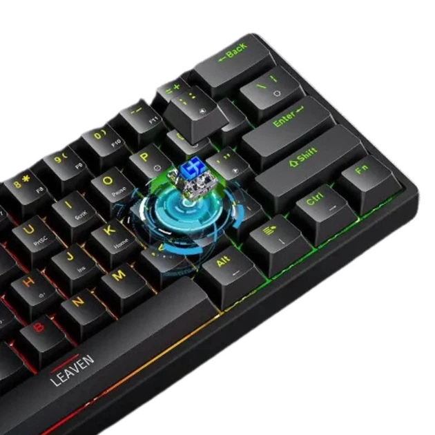 Ігрова механічна клавіатура Leaven K620 з Підсвіткою RGB Hot Swap Чорна - Фото 3 Ігрова механічна клавіатура Leaven K620 з Підсвіткою RGB Hot Swap Чорна - зображення 3
