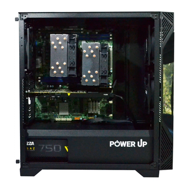 Двухпроцессорная рабочая станция PowerUp #440 Xeon E5 2680 v4 x2 / 64 GB / SSD 512GB / NVIDIA Quadro P4000 8GB для 3D моделирования видеомонтажа рендеринга для инженеров и архитекторов - Фото 3 Двухпроцессорная рабочая станция PowerUp #440 Xeon E5 2680 v4 x2 / 64 GB / SSD 512GB / NVIDIA Quadro P4000 8GB для 3D моделирования видеомонтажа рендеринга для инженеров и архитекторов - изображение 3