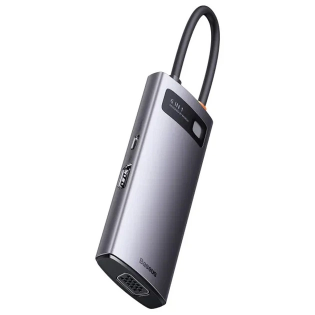 Переходник HUB Baseus Metal Gleam Series 6-in-1 Multifunctional Type-C (WKWG080013) Gray - изображение 2