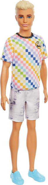 Lalka Barbie Fashionistas Ken T-shirt stylowy kolorowa kratka (0887961900392) - obraz 1