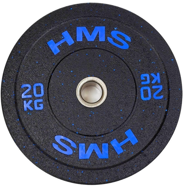 Диск олімпійський HMS Bumper 20 кг чорний з синім (5907695520767) - зображення 1