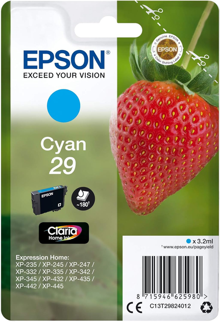 Картридж Epson T29 3.2 мл Cyan (C13T29824022) - зображення 1