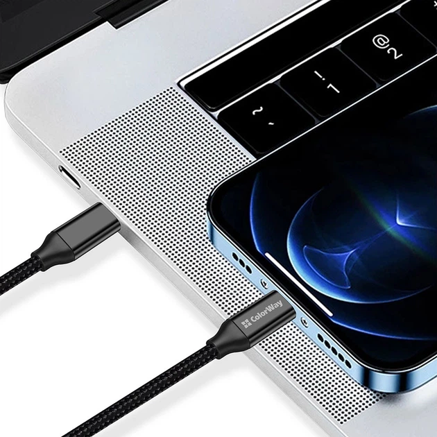 Кабель ColorWay USB Type-C + USB Type-C (M/M), 5.0 А, 1 м, Black (CW-CBPDCC062-BK) - Фото 11 Кабель ColorWay USB Type-C + USB Type-C (M/M), 5.0 А, 1 м, Black (CW-CBPDCC062-BK) - зображення 11