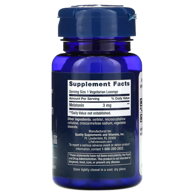 Натуральна добавка Life Extension Melatonin 3 mg, 60 льодяників - Фото 2 Натуральна добавка Life Extension Melatonin 3 mg, 60 льодяників - зображення 2