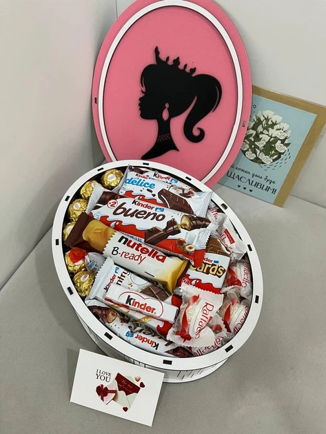 Сладкий подарочный бокс для девушки с конфетками набор в форме сердца для жены, мамы, ребенка D-1095 - изображение 4