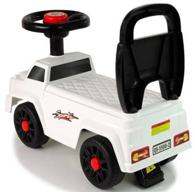 Jeździk samochód LEAN Toys QX-5500- 2 11742 z klaksonem i oparciem Biały (5905214973810) - obraz 3