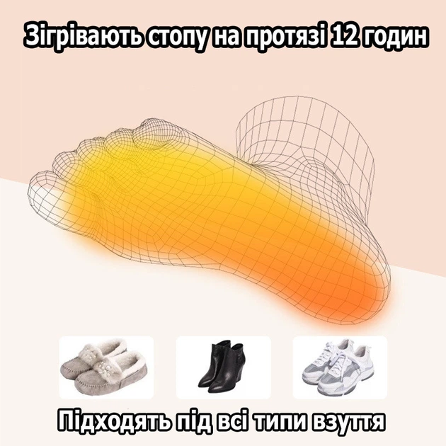 Одноразовые химические стельки с подогревом для ног с удержанием тепла до 12 часов и температурой до 52 С 2884 - изображение 6