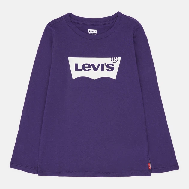 Подростковая футболка с длинными рукавами для девочки Levis Lvb-L/S Batwing Tee 4EA643-PAS-LR 146-152 см (12A) Темно-фиолетовая (3666643113988) - изображение 5