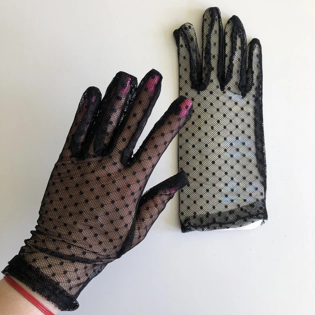 Короткі вечірні рукавички в дрібний горошок Honey Fashion Accessories XS/S/M чорний (7-85) - изображение 7