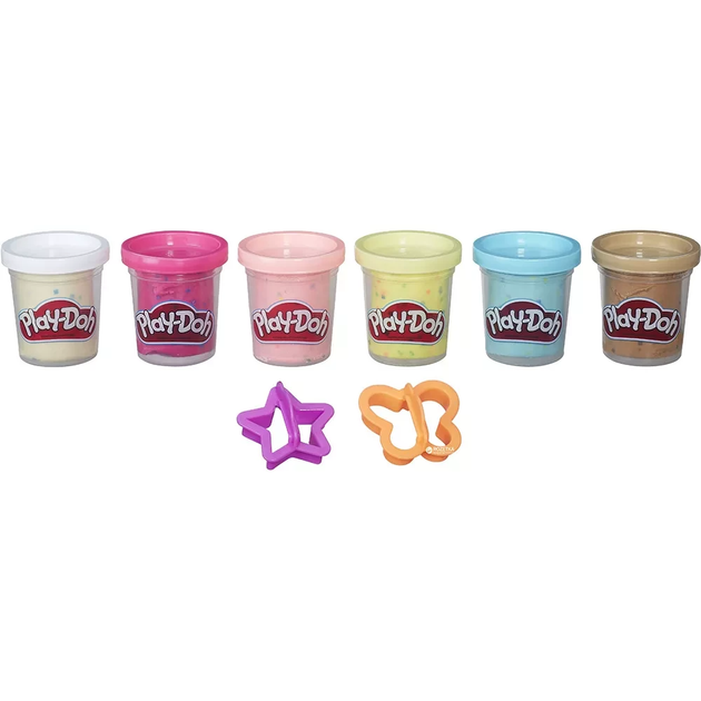 Пластилин Play-Doh 6 баночек из конфетти Плей масса для лепки из конфетти Variety Pack- Inc Cutters & 6 Cans Of Confetti - изображение 3