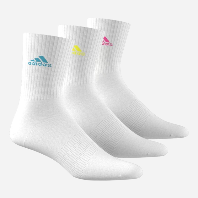 Набір чоловічих шкарпеток високих бавовняниз 3 пари Adidas IK0352 Cushioned Crew Socks 3P M Білий (4066763661564) - зображення 2