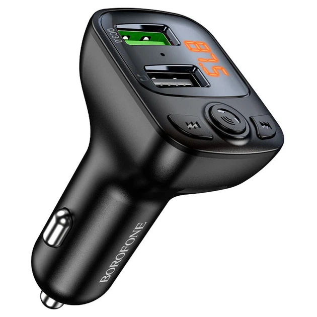 Адаптер автомобільний BOROFONE BC41 Eminency QC3.0 Car BT FM transmitter 18W Black - зображення 2