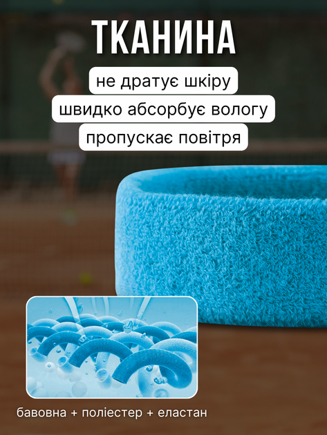 Повязка на голову спортивная для волос бега спорта беговая женская мужская теннисная футбольная тонкая налобная резинка лента спорт на лоб для занятий спортом футбола тенниса женщин мужчин тренировок Hechpro АН5576 голубая - изображение 3