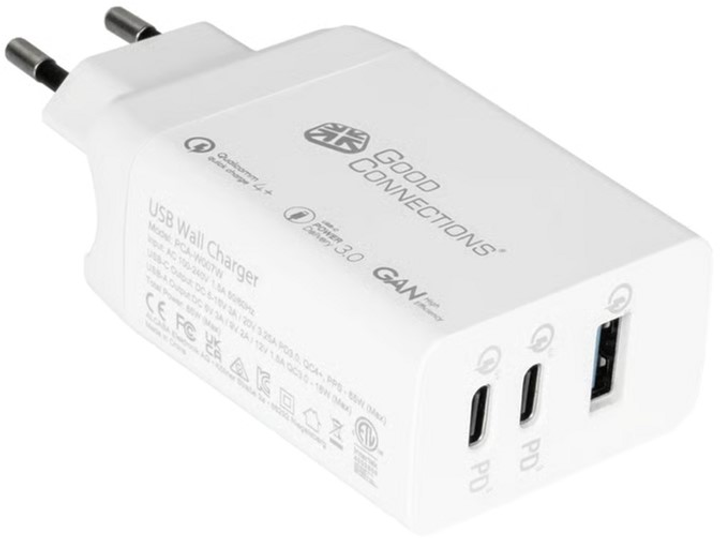 Ładowarka sieciowa Good Connections 2 x USB-C/USB-A 65W White (PCA-W007W) - obraz 2