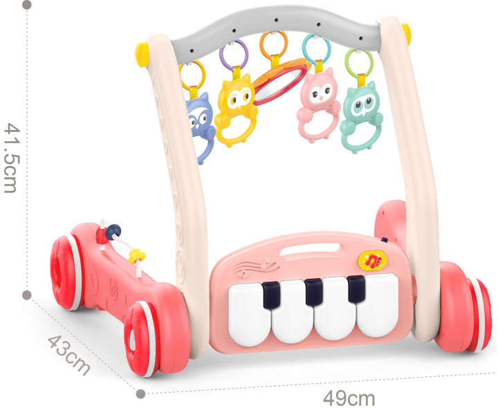 Інтерактивний килимок Woopie Baby 2 в 1 Ходунки з піаніно Рожевий (5904326947757) - зображення 5