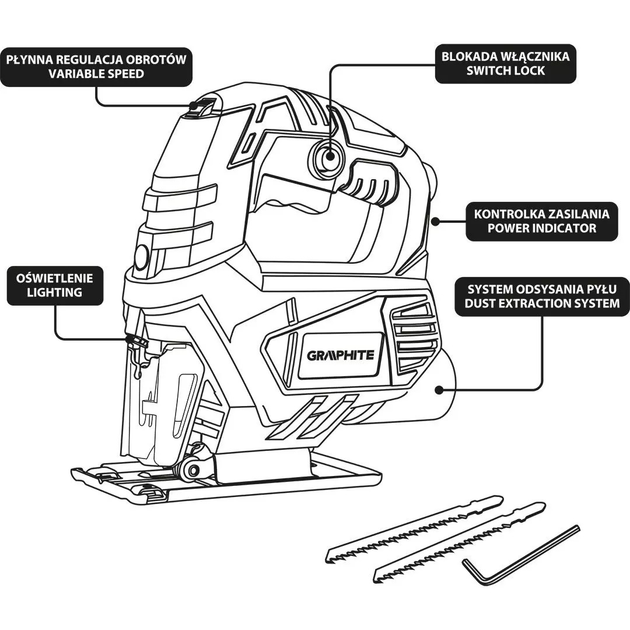 Wyrzynarka elektryczna Graphite 450 W 58G047 (5902062058546) - obraz 10