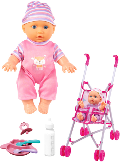 Lalka Bobas Woopie z wózkiem i zestawem do karmienia 22 cm (5906280650001) - obraz 4