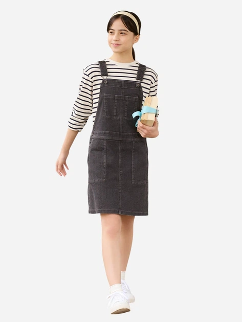 Детский джинсовый сарафан для девочки Uniqlo 750316197 122 см Черный (1159811669) - изображение 4