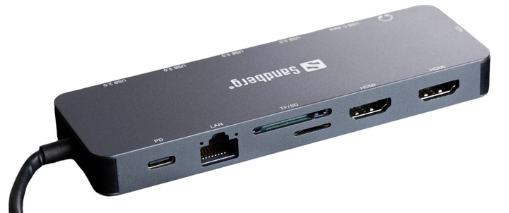 Stacja dokująca Sandberg 13-in-1 USB-C Grey (5705730136450) - obraz 3