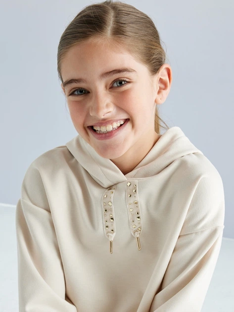 Підлітковий спортивний костюм (худі + штани) для дівчинки Mayoral 7.846-24 158 см Світло-бежевий (8445865520263) - зображення 3