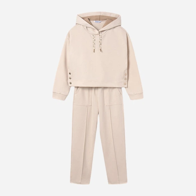 Дитячий спортивний костюм (худі + штани) для дівчинки Mayoral 7.846-24 128 см Світло-бежевий (8445865520232) - зображення 4
