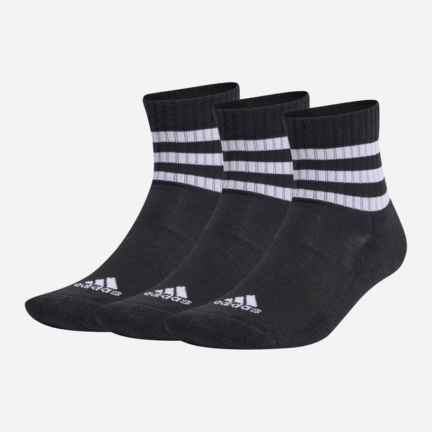 Zestaw damskich skarpet wysokich bawełnianych 3 pary Adidas IC1317 3-Stripes Cushioned Sportswear Mid-Cut Socks 3 Pairs XS Czarne (4066746309827) - obraz 1