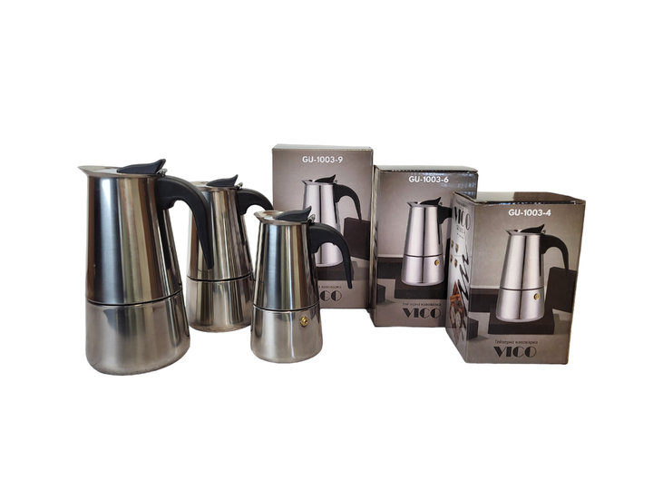 Гейзерна кавоварка GU-1003-4 Vico 4 чашки 200 мл. (сталь) GUSTO - изображение 3
