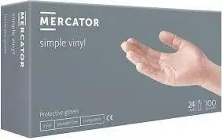 Рукавички вінілові неприпудрені MERCATOR одноразові simple vinyl powder free XL 100 шт - зображення 1