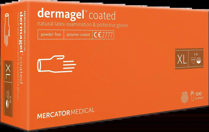 Рукавиці латексні Mercator Medical Dermagel Coated XL Білі 100 шт - изображение 1