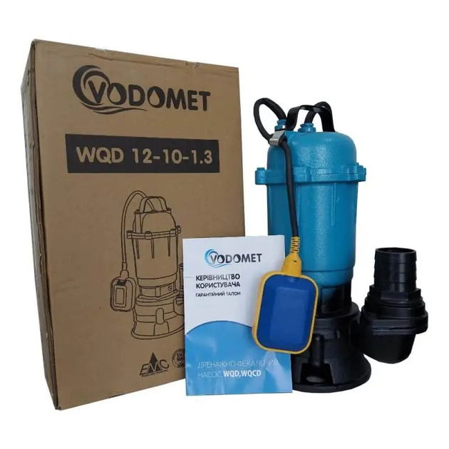 Насос дренажно-фекальний VODOMET WQD12-10-1.3 корп.чавун Н=10М, Q=12кбМ, P=1300 Вт, 2" Фекальний насос - зображення 2