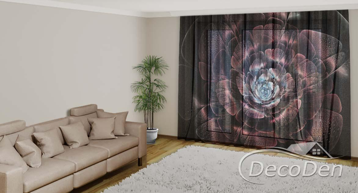 3D - Фото Тюль PHOTODECOR "Коричнева квітка" - зображення 2