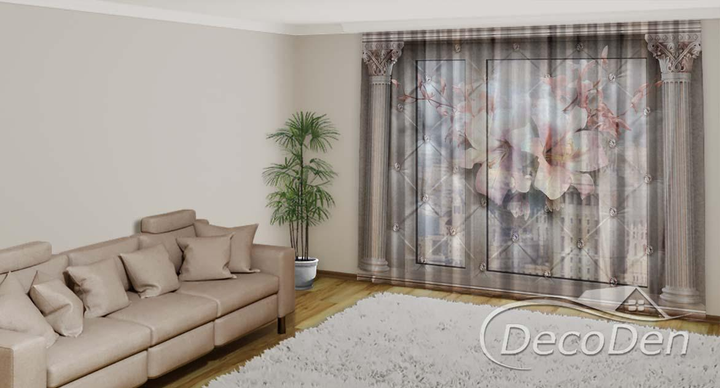 3D - Фото Тюль PHOTODECOR "Лілії на стіні" - зображення 2