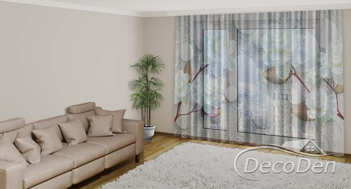 3D - Фото Тюль PHOTODECOR "3D Квіти з кулями" - зображення 2