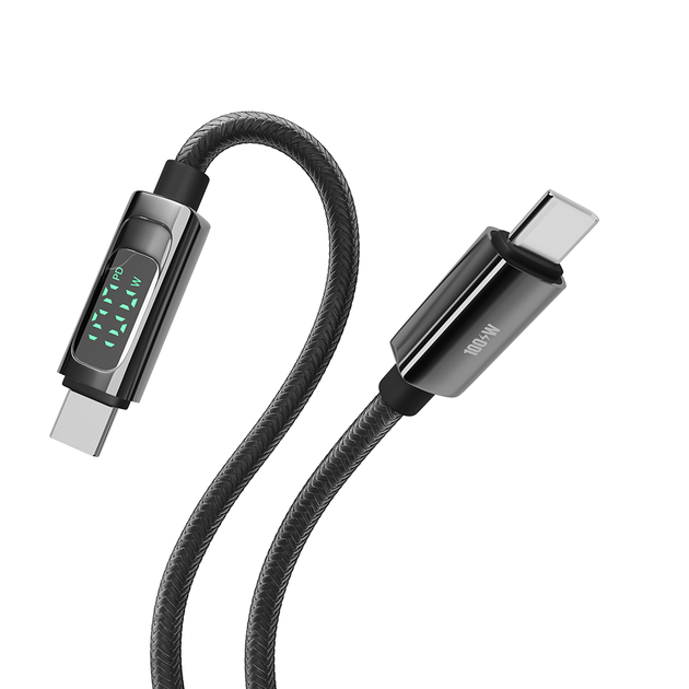 Кабель для зарядки та обміну даними USB YOKI YK-DI88 DISPLAY Series Type-C to Type-C 100W (5A/20V) 2m Black - Фото 5 Кабель для зарядки та обміну даними USB YOKI YK-DI88 DISPLAY Series Type-C to Type-C 100W (5A/20V) 2m Black - зображення 5