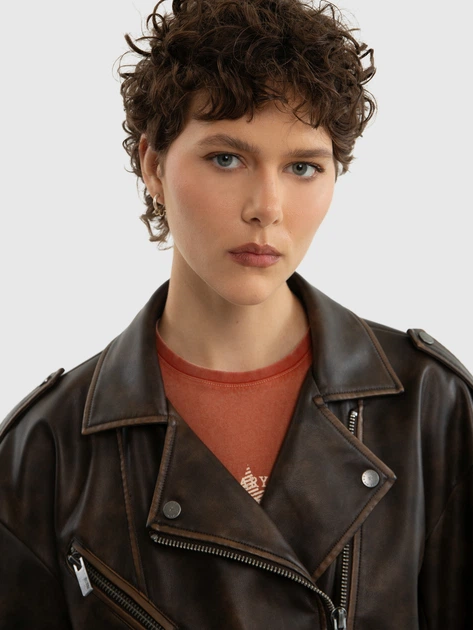 Куртка зі штучної шкіри жіноча Big Star Borbinena 804 S Коричнева (5900714794729) - зображення 4