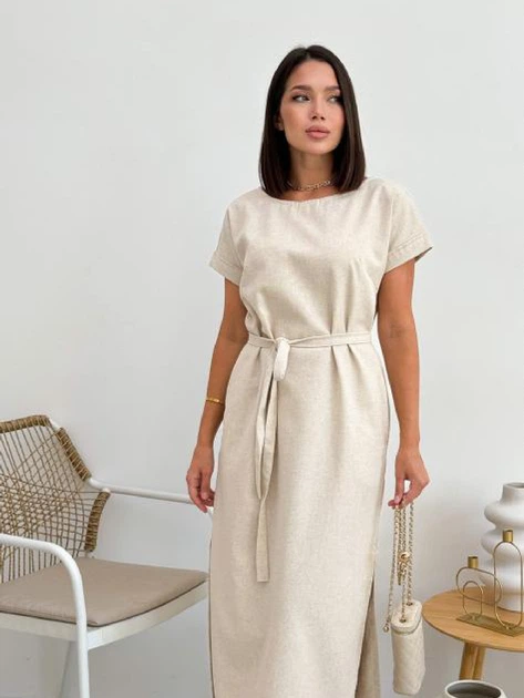 Платье-футболка миди летнее женское ARTKNIT Маргарет M Молочное (4823093466135) - Фото 5 Платье-футболка миди летнее женское ARTKNIT Маргарет M Молочное (4823093466135) - изображение 5