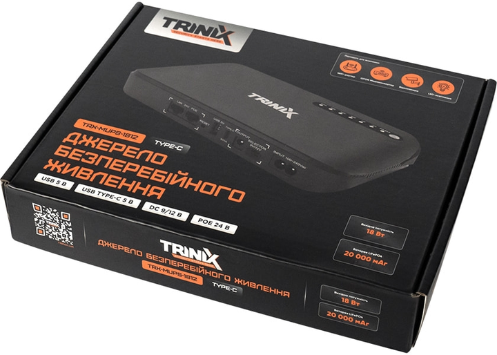 ДБЖ для маршрутизатора та оптичного терміналу Trinix TRX-MUPS-1812 Type-C (20000mAh LiFePo4) 5V/9V/12V/24V/PoE (42-00149) - зображення 5