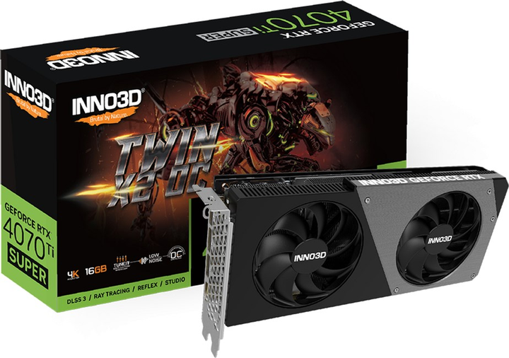 Karta graficzna INNO3D PCI-Ex GeForce RTX 4070 Ti Super Twin X2 OC 16GB GDDR6X (256bit) (2340/21000) (HDMI, 3 x DisplayPort) (N407TS2-166XX-186156N) - obraz 2