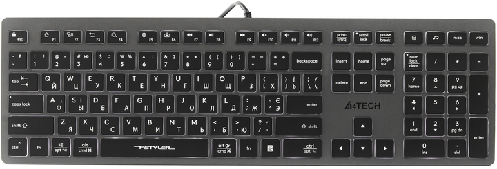 Клавиатура A4Tech FX60 USB с белой подсветкой Серая УКР 253381 – фото ...
