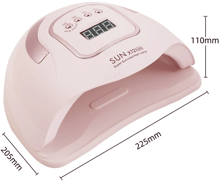 Профессиональная лампа для маникюра Nail Lamp SUN X 12 MAX 150W UV/LED для покрытия ногтей гель лаком, гелем розовая - изображение 3