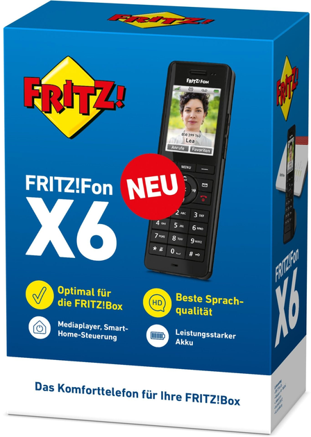 Telefon IP DECT AVM FRITZ!Fon X6 Black (20002966) - obraz 5