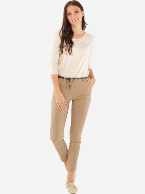 Spodnie slim fit damskie Unisono 10-2825LC M Beżowe (5906140612590) - obraz 3