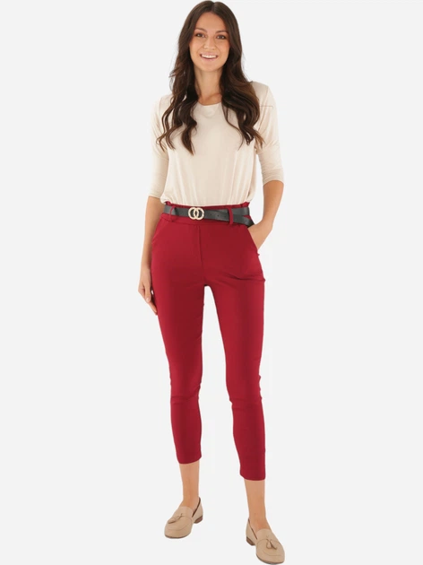 Spodnie slim fit damskie Unisono 224-5683C S Czerwone (5906140611531) - obraz 3
