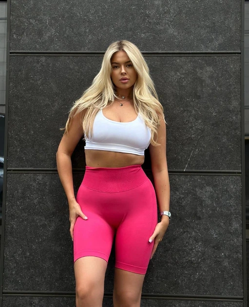 Спортивные женские удлиненные шорты Hot с двойным пуш-ап эффектом и утяжкой для фитнеса, йоги, танцев L Розовый (MS03000HL) - Фото 3 Спортивные женские удлиненные шорты Hot с двойным пуш-ап эффектом и утяжкой для фитнеса, йоги, танцев L Розовый (MS03000HL) - изображение 3