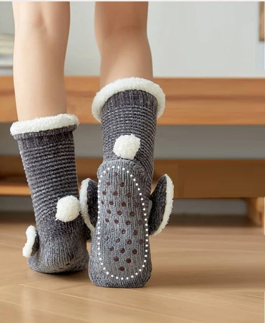 Плюшевые носки-тапочки Cappone Зайчики графит, 35-41 - изображение 5