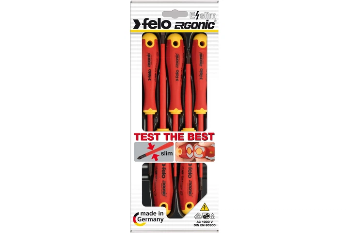 Набір діелектричних викруток Felo Ergonic E-Slim 1000V 3,0/4,0х100/5,5х125/Ph1x80/Ph2x100, CrMoV сталь 41385198 (11116) - зображення 4
