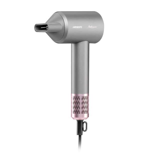 Фен Ardesto Pink Touch, 1600Вт, 2 швидкості, 3темп.режими, іонізація, дифузор, магнітні насадки, сірий+рожевий - изображение 12