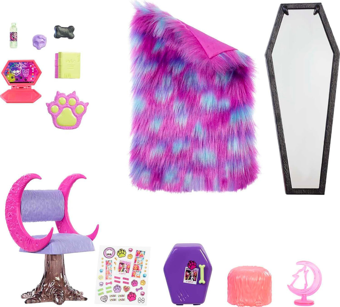 Zestaw akcesoriów dla lalek Monster High Sypialnia Clawdeen Wolf (0194735133017) - obraz 4