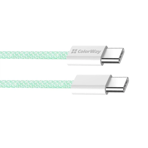 Кабель ColorWay USB Type-C + USB Type-C (M/M), 3.0 А, 1 м, Зелений (CW-CBPDCC061-G) - Фото 2 Кабель ColorWay USB Type-C + USB Type-C (M/M), 3.0 А, 1 м, Зелений (CW-CBPDCC061-G) - зображення 2