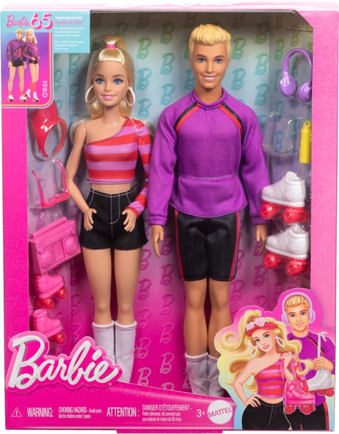 Zestaw lalek Mattel Barbie Fashionistas Barbie i Ken na wrotkach 65 rocznica (0194735232437) - obraz 1